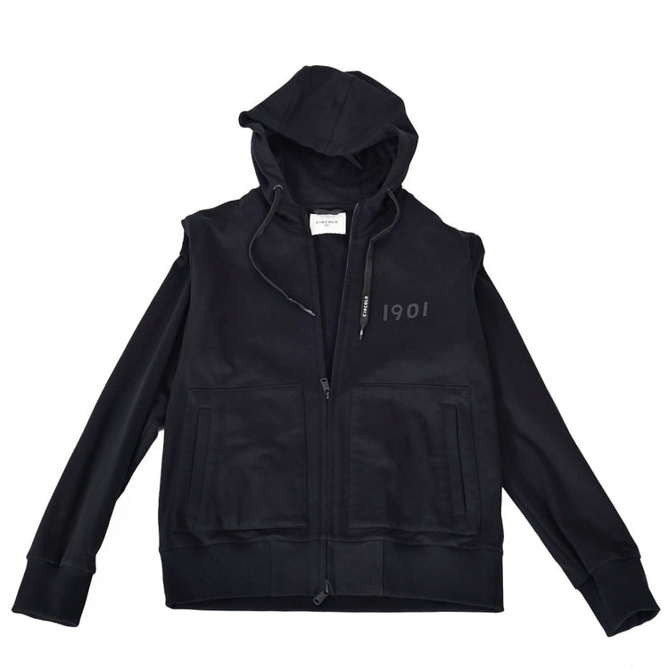 チルコロ CIRCOLO 1901 ジップアップパーカー HOODIE FULL ZIP FELPA CN4052 001 ブラック メンズ  プレゼント ギフト