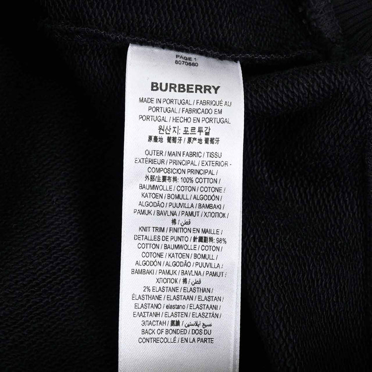 バーバリー BURBERRY トレーナー 8070680 BAINTON A1189 ブラック AW メンズ