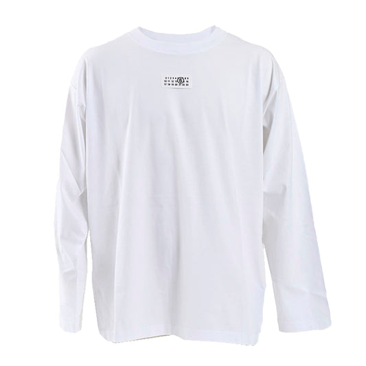 エムエムシックス メゾン マルジェラ MM6 Maison Margiela クルーネック長袖Ｔシャツ S24312 SH0GC0007 100 ホワイト メンズ 【ラスト1点 Ｌサイズ】 プレゼント ギフト