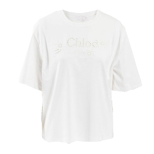 【34％OFF】 クロエ CHLOE Tシャツ C20109 117 117 ホワイト 2024年春夏新作 2024SS レディース 【ラスト1点 12Aサイズ】クリスマス ギフト プレゼント