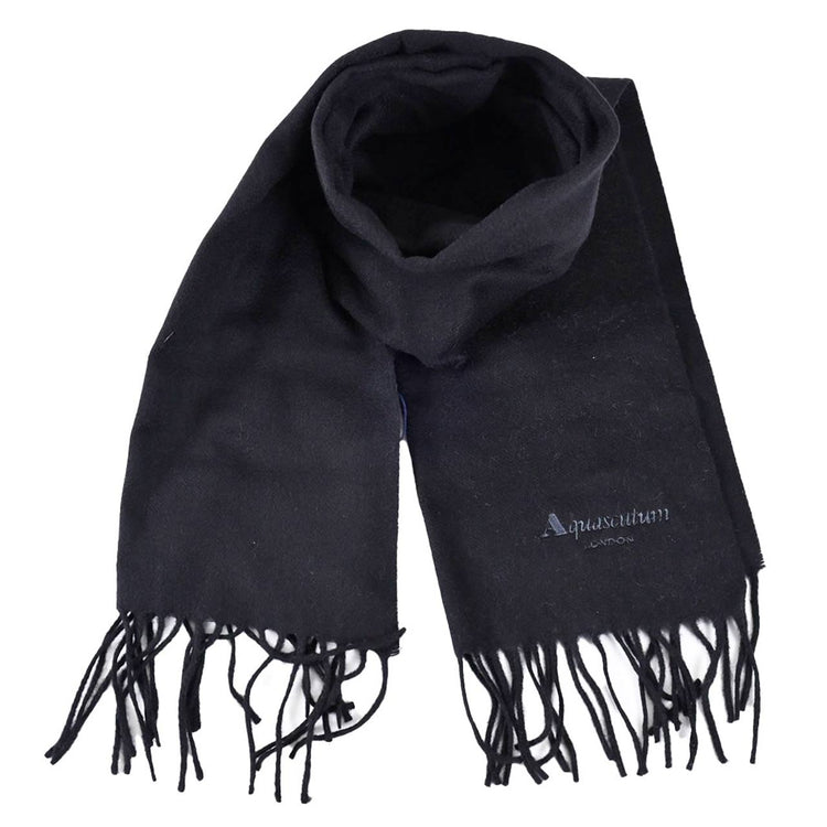 【65％OFF】 アクアスキュータム AQUASCUTUM マフラー AQS80 PLAIN MUFFLER CASHMERE100% 0900 ブラック メンズ レディースクリスマス ギフト プレゼント