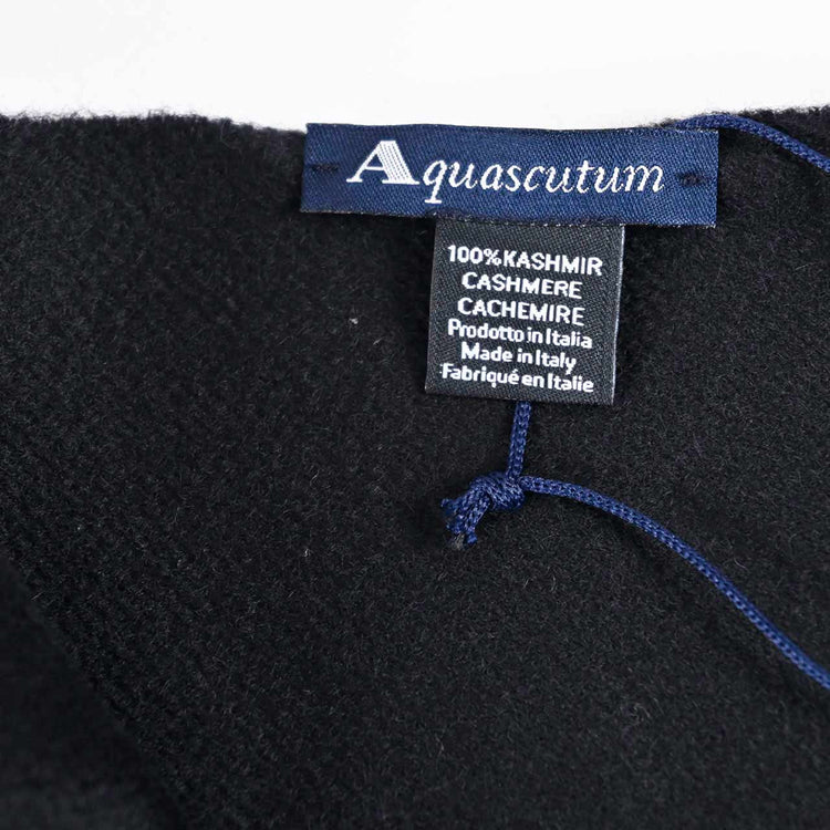 【65％OFF】 アクアスキュータム AQUASCUTUM マフラー AQS80 PLAIN MUFFLER CASHMERE100% 0900 ブラック メンズ レディースクリスマス ギフト プレゼント