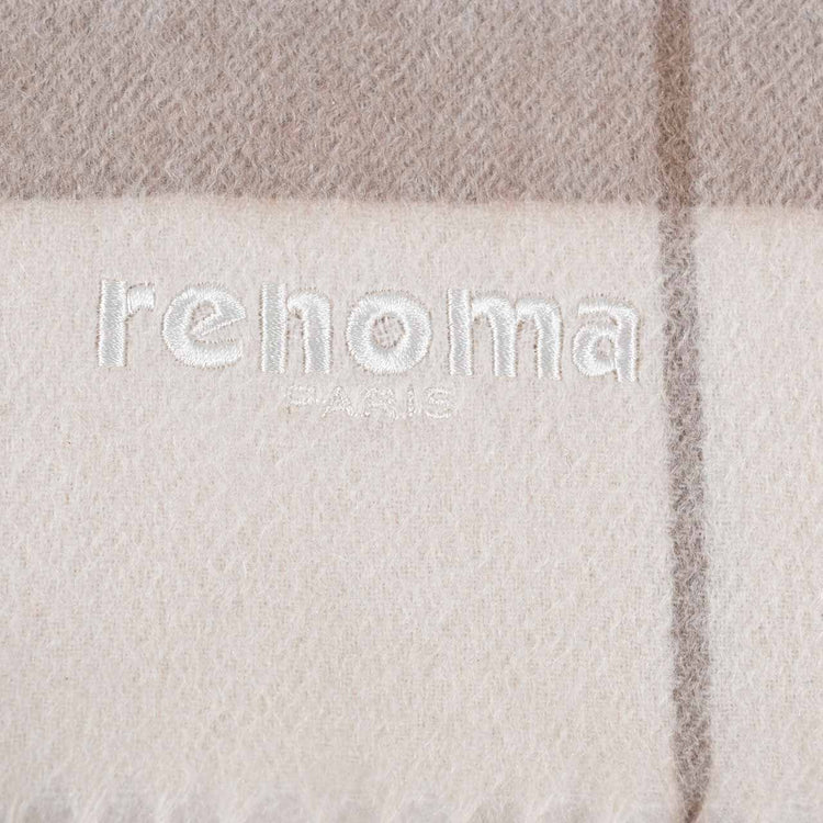 【59％OFF】 レノマ RENOMA カシミヤ マフラー R9919 CHECK CASHMERE R016 クリーム メンズ レディース カシミヤ100％ クリスマス ギフト プレゼント