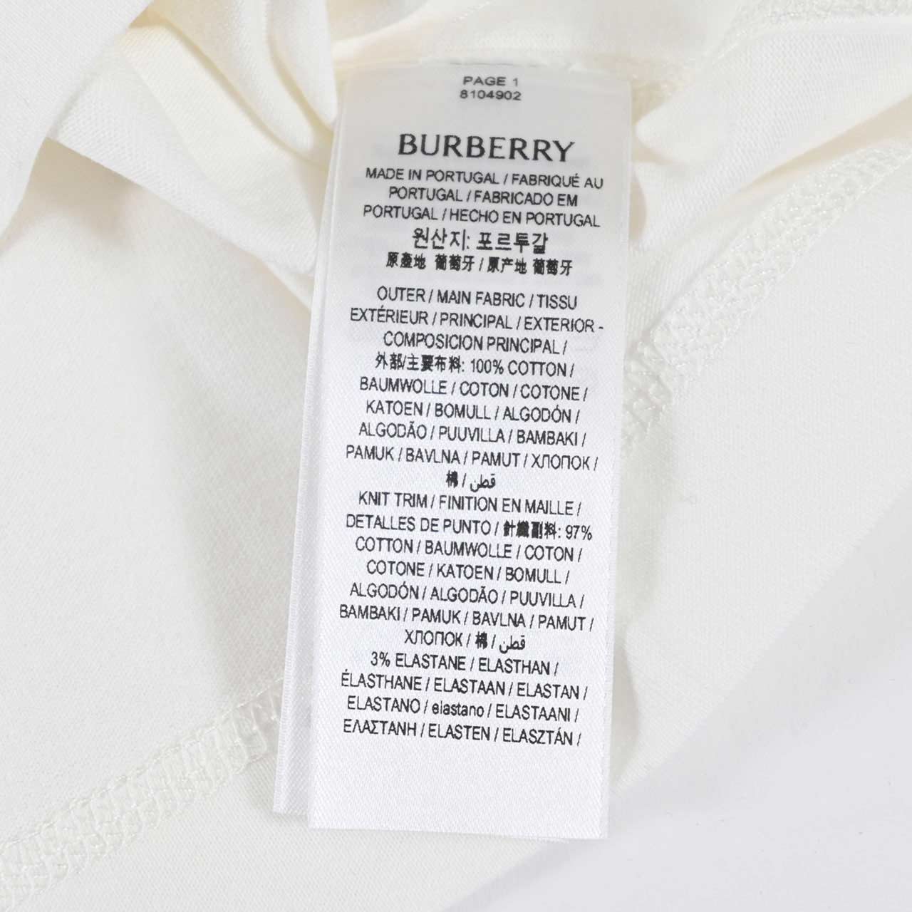 バーバリー BURBERRY Tシャツ 8104902 28 ホワイト  レディース