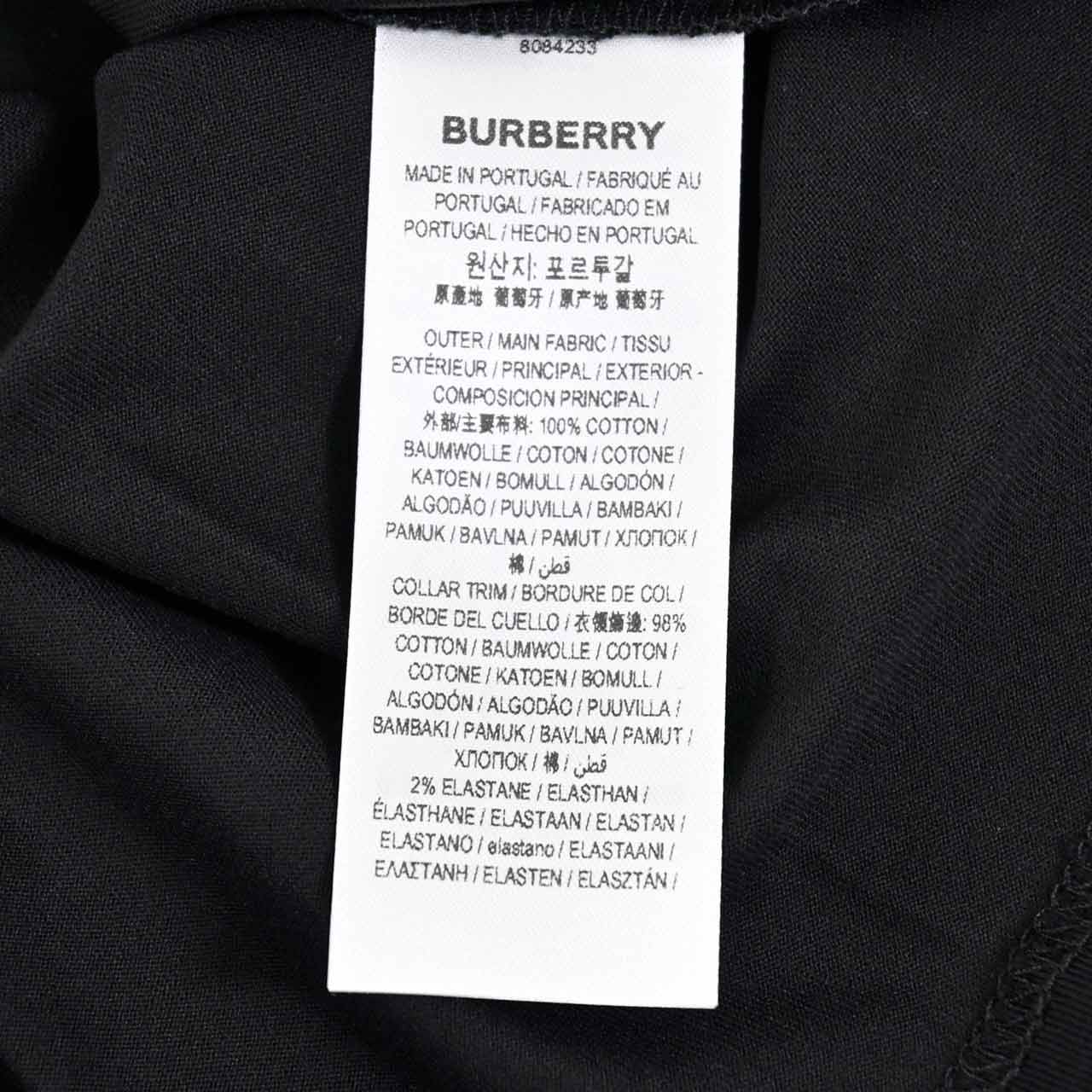 バーバリー BURBERRY Tシャツ 8084233 A1189 ブラック 年秋冬 メンズ