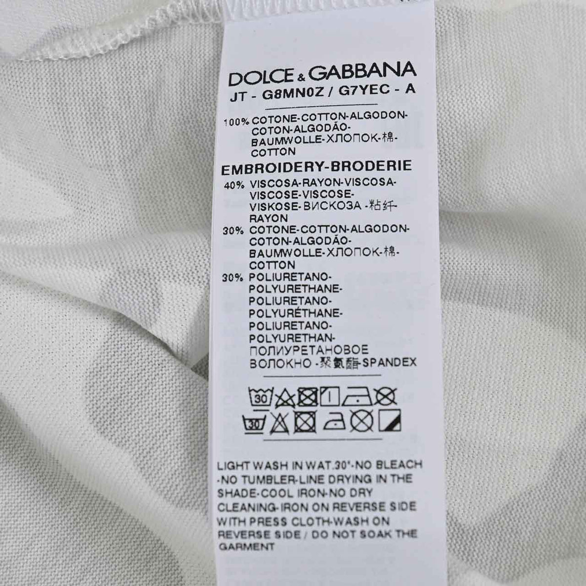 ドルチェ＆ガッバーナ DOLCE&GABBANA クルーネック半袖Ｔシャツ G8MN0Z G7YEC S9000 ワケアリ ホワイト メンズ レディース