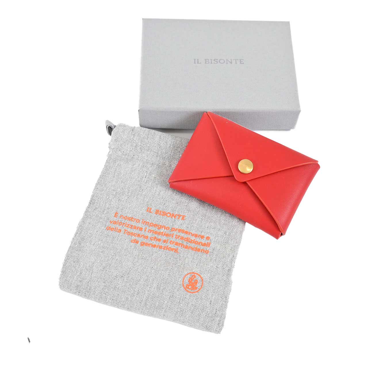 イルビゾンテ IL BISONTE 名刺入れ SCC098 RE184H Castagno Rosa ワケアリ レッド メンズ レディース