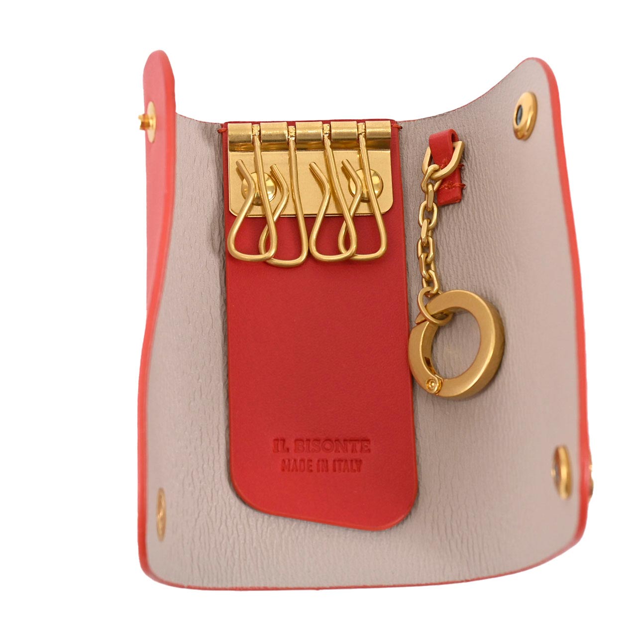 イルビゾンテ IL BISONTE キーケース SKH115 RE184H Castagno Rosa ワケアリ レッド メンズ レディース