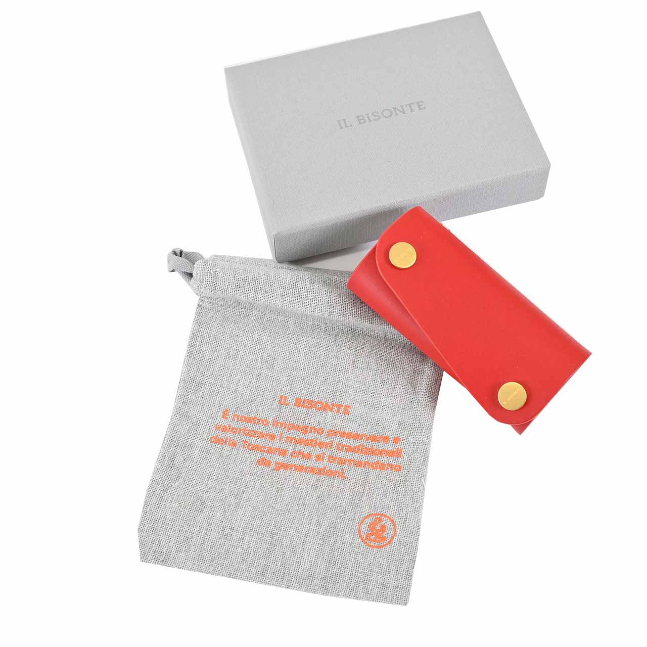 イルビゾンテ IL BISONTE キーケース SKH115 RE184H Castagno Rosa ワケアリ レッド メンズ レディース