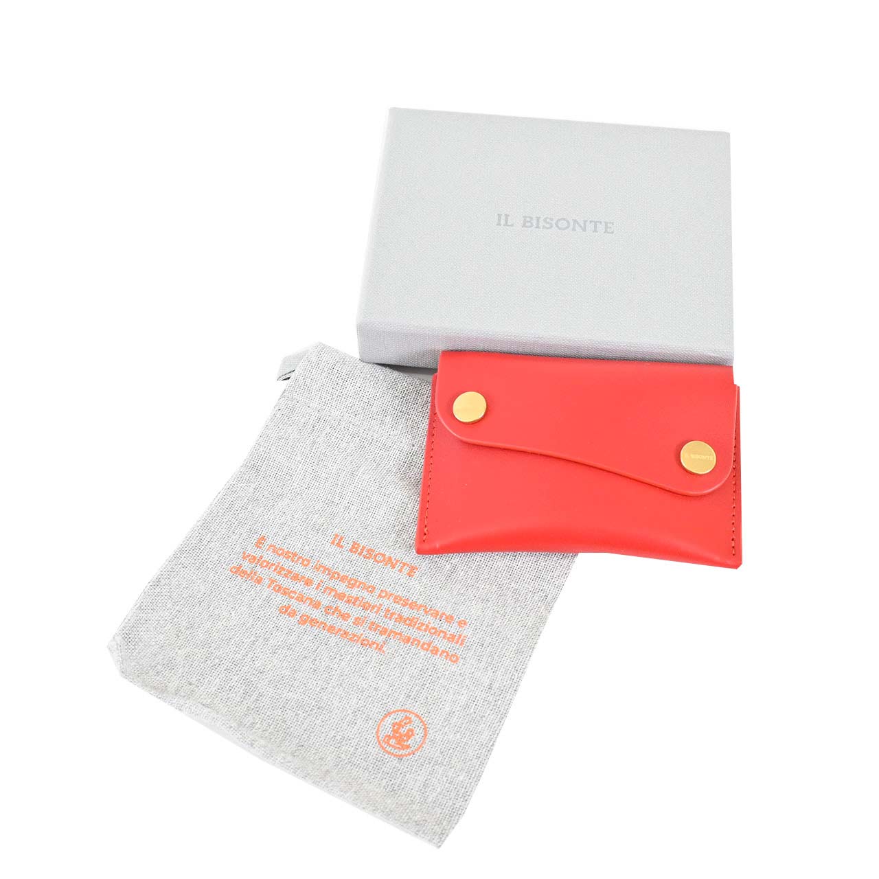 イルビゾンテ IL BISONTE コインケース SCC099 RE184H Castagno Rosa ワケアリ レッド メンズ レディース