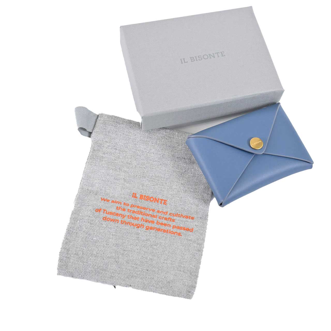 イルビゾンテ IL BISONTE 名刺入れ SCC098 BL274H Carta Zucchero ワケアリ ブルー メンズ レディース ユニセックス 【新品 訳あり 返品交換不可】