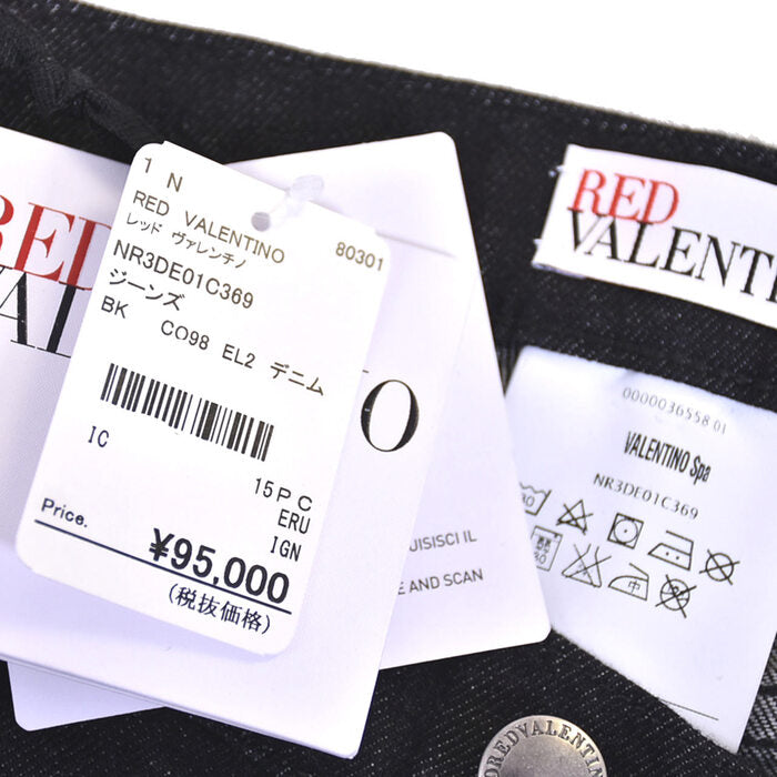 RED VALENTINO 仿舊修身牛仔褲 RED VALENTINO NR3DE01C369 黑色