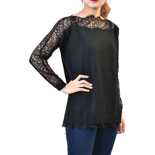 TWIN-SET Cashmere Lace Sweater TWIN-SET PA83EP 00006 Black 