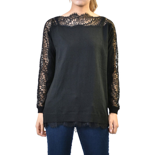 TWIN-SET Cashmere Lace Sweater TWIN-SET PA83EP 00006 Black 