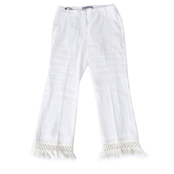 Marella Morsa Fringe Cropped Pants 31311792 002 White 