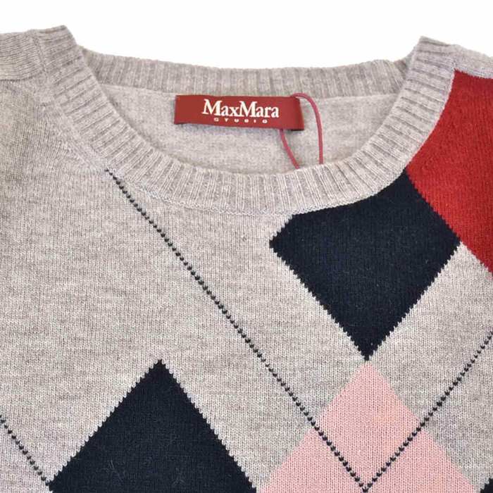 Max Mara Studio Crew Neck Sweater MAXMARA STUDIO PAGAIA 63660792 Argyle 