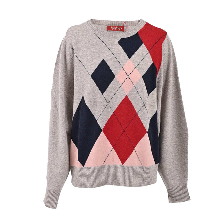 Max Mara Studio Crew Neck Sweater MAXMARA STUDIO PAGAIA 63660792 Argyle 