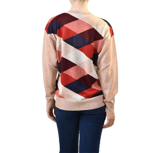 Marella Bias Check Crew Neck Sweater MARELLA 33661598 LIBRA 010 Red 