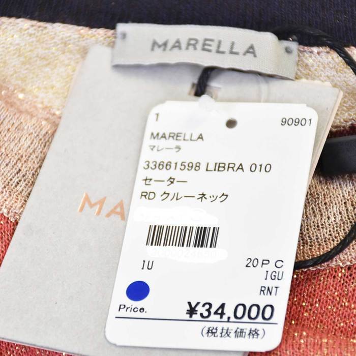 Marella 斜紋格子圓領毛衣 MARELLA 33661598 LIBRA 010 紅色