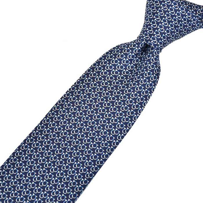 Ferragamo Tie 8cm FERRAGAMO 8768 001 Navy Men's Business Formal [SALE] 