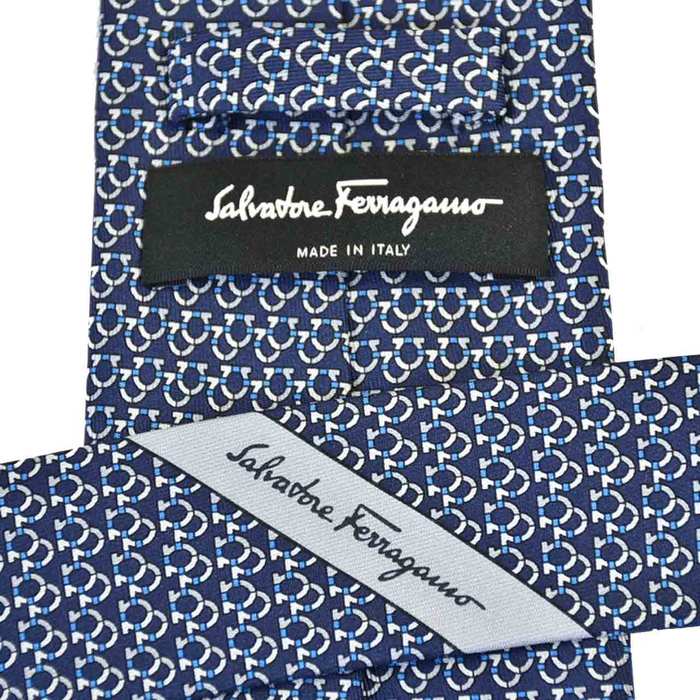 Ferragamo Tie 8cm FERRAGAMO 8768 001 Navy Men's Business Formal [SALE] 