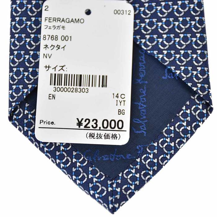 Ferragamo Tie 8cm FERRAGAMO 8768 001 Navy Men's Business Formal [SALE] 