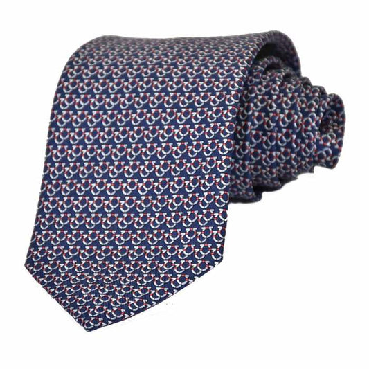 Ferragamo Tie 8cm FERRAGAMO 8768 002 Navy Men's Business Formal [SALE] 