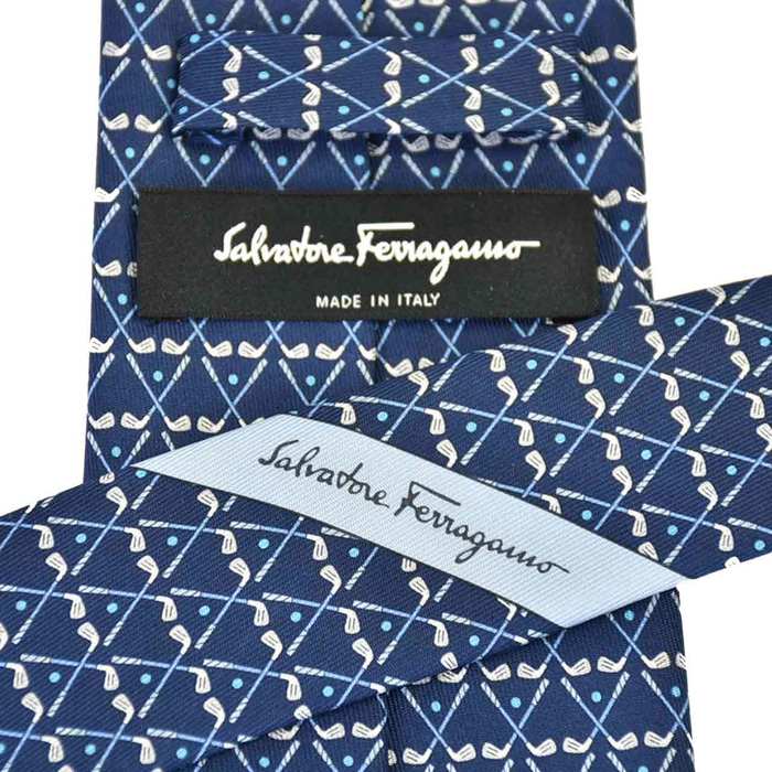 Ferragamo Tie 8cm FERRAGAMO 8809 002 Navy Men's Business Formal [SALE] 