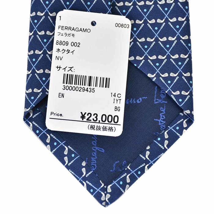 Ferragamo Tie 8cm FERRAGAMO 8809 002 Navy Men's Business Formal [SALE] 