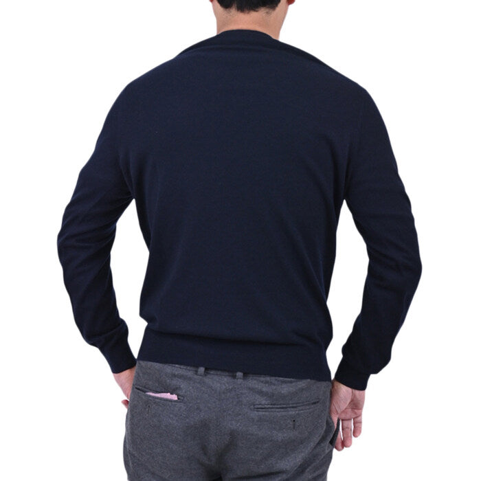 Loro Piana Cashmere Long Sleeve V-Neck Sweater LOROPIANA FAI2392 Navy Men's 