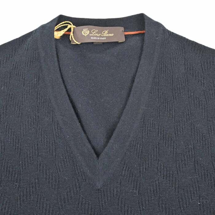 LOROPIANA 羊絨長袖 V 領毛衣 LOROPIANA FAI2392 海軍藍男式