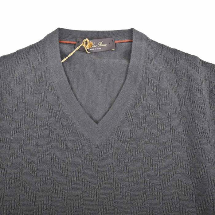 LOROPIANA 羊絨長袖 V 領毛衣 LOROPIANA FAI2392 灰色男式