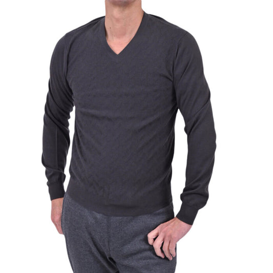 Loro Piana Cashmere Long Sleeve V-Neck Sweater LOROPIANA FAI2392 Grey Men's 