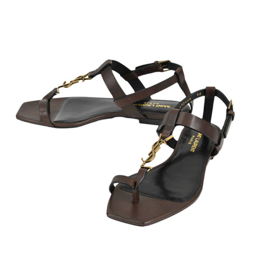 Saint Laurent Leather Flat Sandals Saint Laurent 632446/DWETT6023 Brown Women's [SALE] 