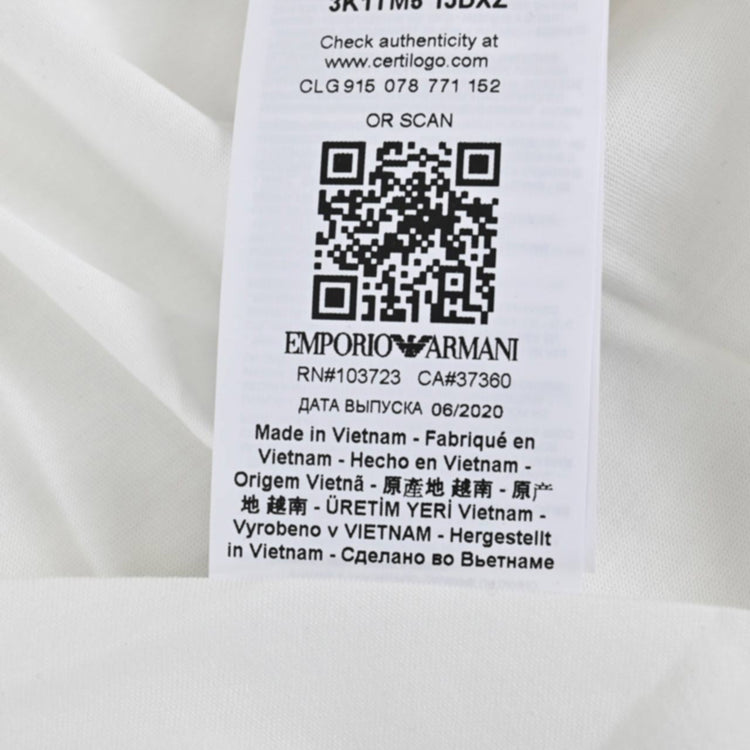 エンポリオ アルマーニ EMPORIO ARMANI Tシャツ 3K1TM5 1JDXZ0101 0101 ホワイト メンズ 【ラスト1点 Mサイズ】 プレゼント ギフト