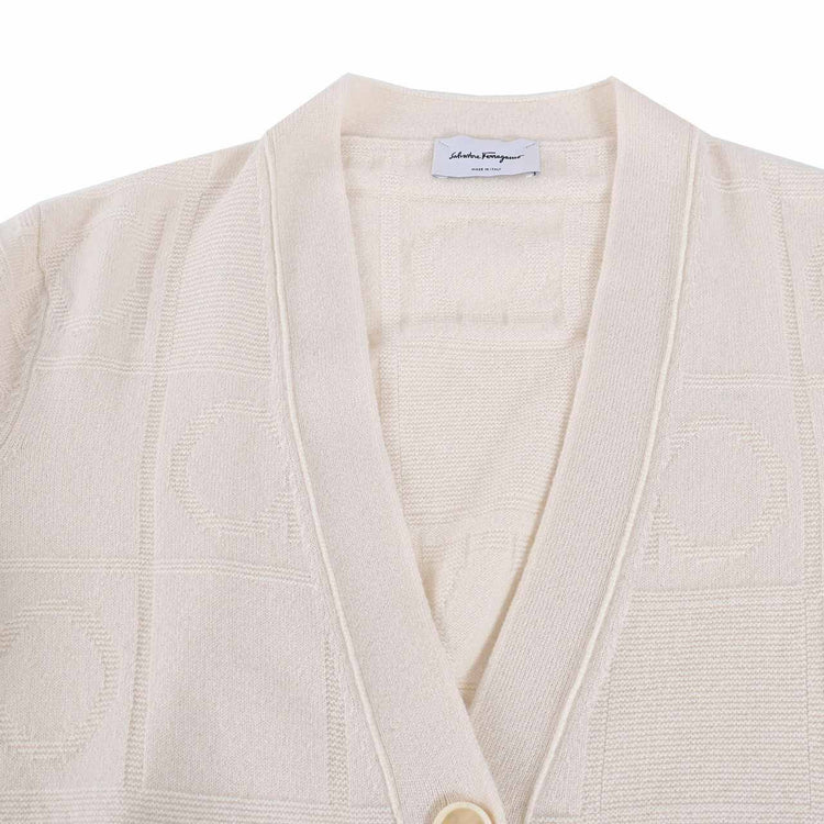 Salvatore Ferragamo Cashmere Cardigan 110398 T White Women's 