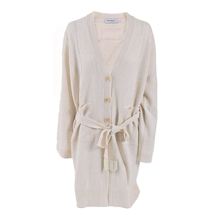 Salvatore Ferragamo Cashmere Cardigan 110398 T White Women's 