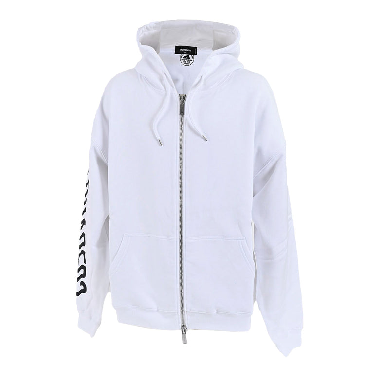 ディースクエアード DSQUARED2 ジップアップパーカー D2 Zip Herca Hoodie S74HG0139 S25516 100 ホワイト 2023SS メンズ プレゼント ギフト