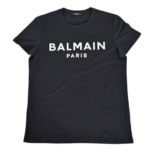 BALMAINバルマン ラウンドネックプリント半袖Ｔシャツ ブラック レディース