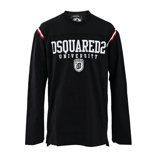 DSQUARED2 Crew Neck Long Sleeve T-Shirt S74GD1218 S24658 Varsity Fit Tee 900 Black 2024SS Men's 